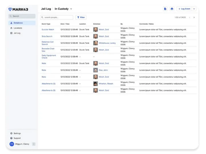 Mark43 Booking configurable forms