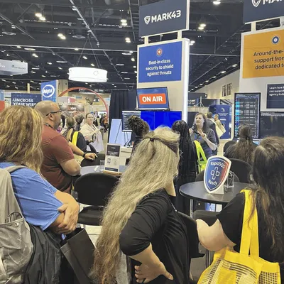 Busy exhibit hall at a public safety conference