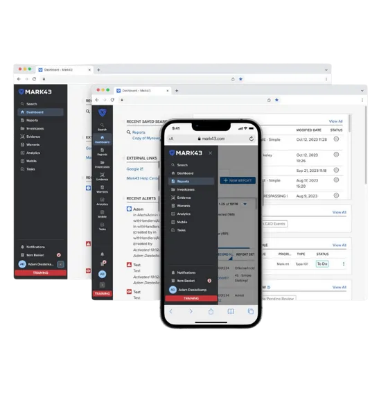 Mark43 on desktop and phone
